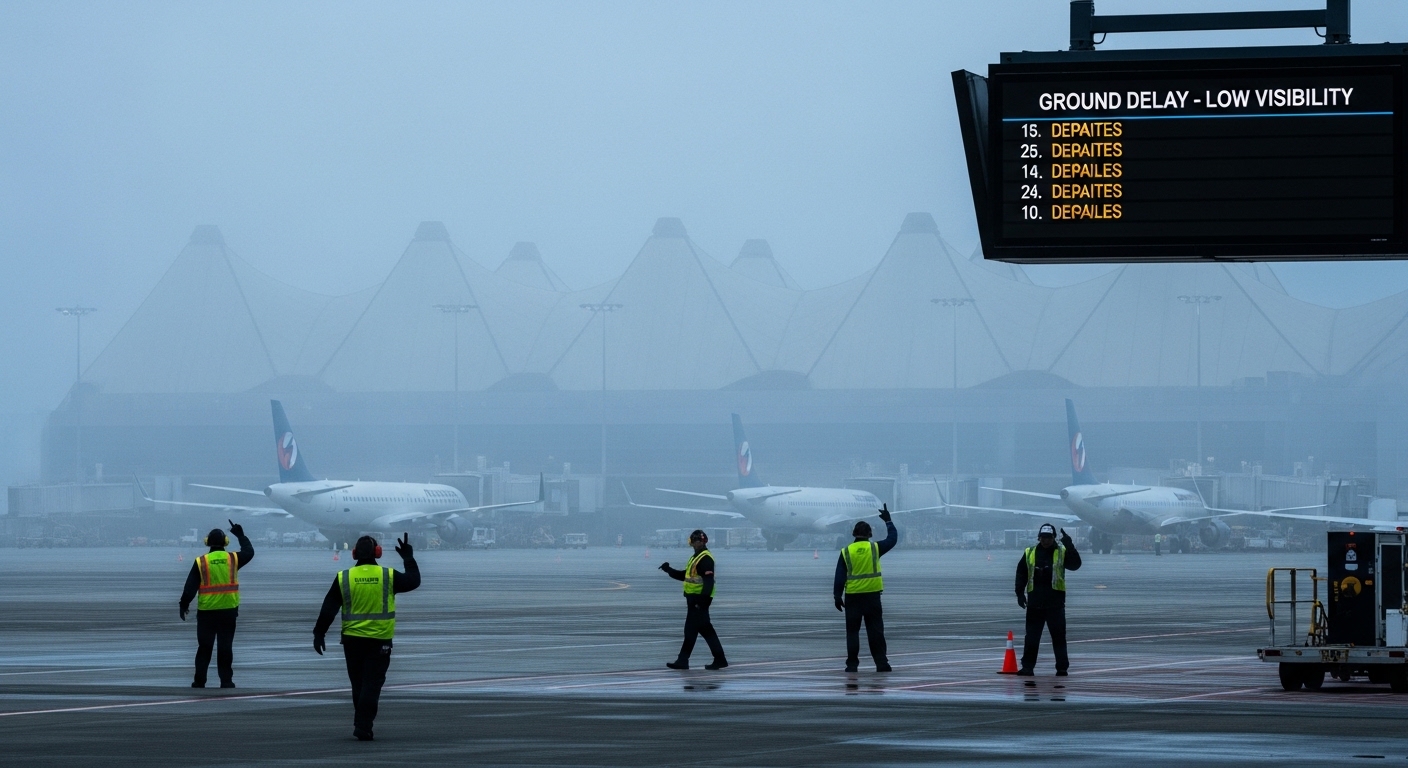 Denver Airport Ground Delay Low Visibility